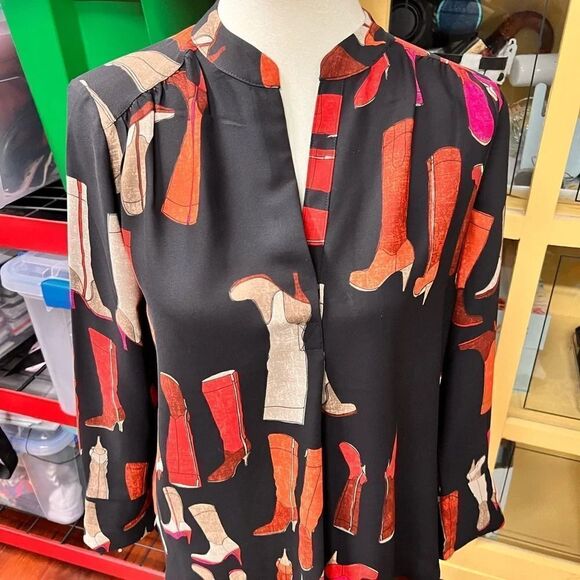 NWOT NIC+ZOE These Boots Printed Blouse Size Small (Runs big) #002 - Picture 8 of 13